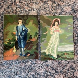 Vintage and Iconic Blue Boy and Pinkie paint by number. Unframed canvas